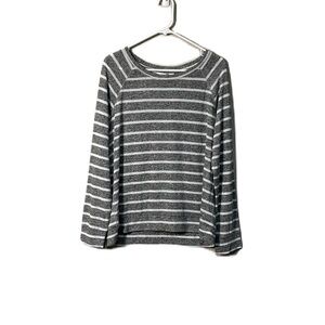 Market & Spruce Raglan Heathered Gray and White Striped Pullover Top Size XL